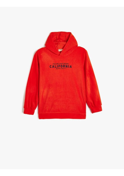 Koton Kapşonlu Sweatshirt Baskılı Uzun Kollu Turuncu 5wkb10215tk Turuncu