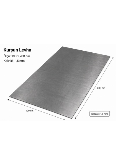 Kurşun Levha 100x200 Cm 1,5 Mm Kalınlık 100x200x1,5mm