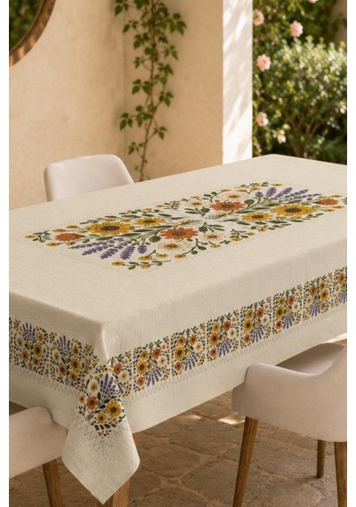 Vivanni Home Yıkanabilir Dikdörtgen Masa Örtüsü Günlük Kullanıma Uygun Pratik Ve Uzun Ömürlü Çiçekli Model