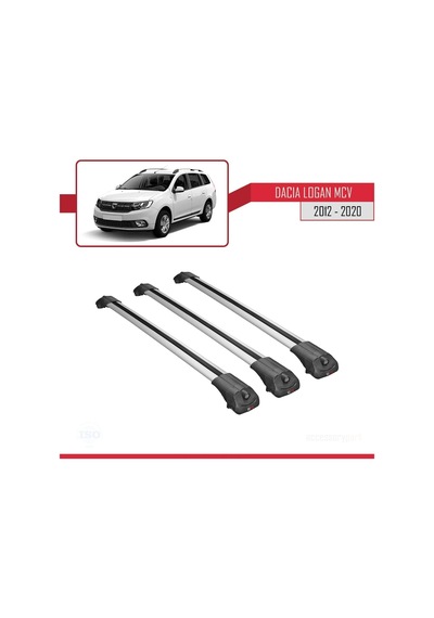 Dacia Logan Mcv 2012-2020 Arası İle Uyumlu Ace-1 Ara Atkı Tavan Barı Gri 3 Adet Bar