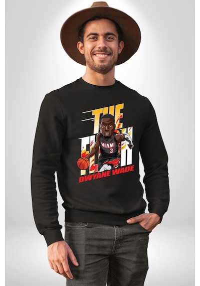 Dwyane Wade Miami Basketbol Unisex Siyah Sweatshirt Siyah