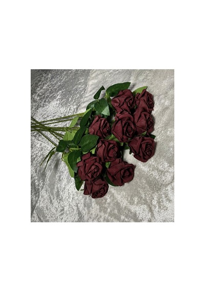 Kaliteli 10 Lu Bordo Yapay Kadife Gül Ev Vazo Dekor Süsü Özel Gün Çiçeği Yapay Çiçek Bordo - 914278501 Bordo