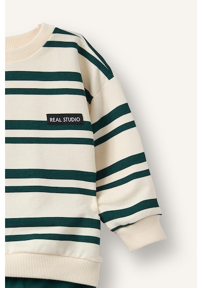 Defacto Çizgili Bisiklet Yaka Sweatshirt Üst Lastikli Paça Alt 2li Takım Erkek Bebek I0235a526augn1116 Yeşil-gn1116