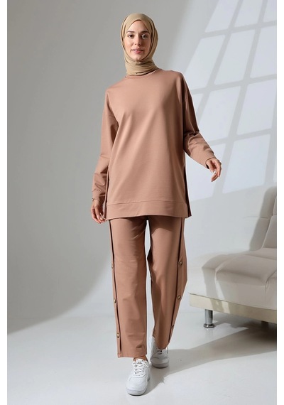 Mihran Butik Kadın Camel Mevsimlik Penye Alt Üst Spor Ve Rahat Tesettür Takım Camel