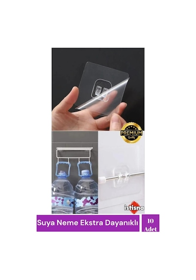 10 Adet Süper Güçlü Şeffaf Çerçeve Askısı Lekesiz Duvar Yapışkanı Mutfak Banyo Raf Tutucu Aksesuarı