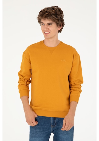 U.S. Polo Assn. Erkek Bisiklet Yaka Hardal Basic Şardonlu Sweatshirt 50295148-VR072