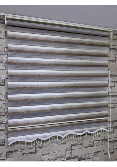 Kahve Krem Geçişli Zebra Perde Tüm Ölçülerde