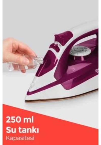 Seramik Tabanlı Kırmızı 2200 Watt Şok Buharlı Ütü