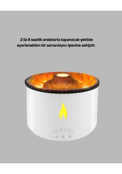 Hubrendy Tekno 3d Alev Işıklı Aromaterapi Makinesi 360 Ml Su Kapasiteli Sessiz Difüzör
