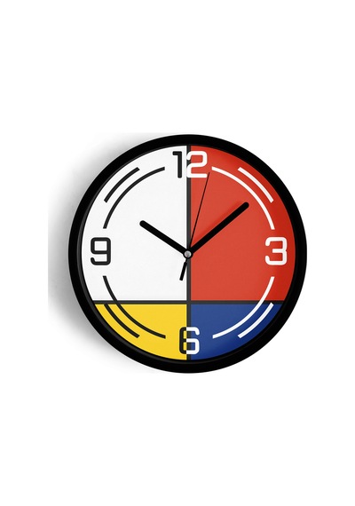 Soyut - Geometrik Temalı Modern Duvar Saati - 30cm - Önü Camlı Siyah Kasa - Sessiz Mekanizma-jh0353 Siyah