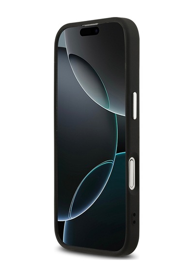 Apple Uyumlu iPhone 17 Kılıf Guess Lisanslı M-safe Şarj Özellikli Klasik Yazı Logolu Pu Deri Kapak Siyah Siyah