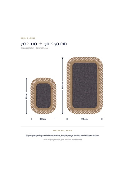 Banyo Paspası Takımı 70x110+50x70 Cm Dış Trikot Antrasit Gri & Hasır