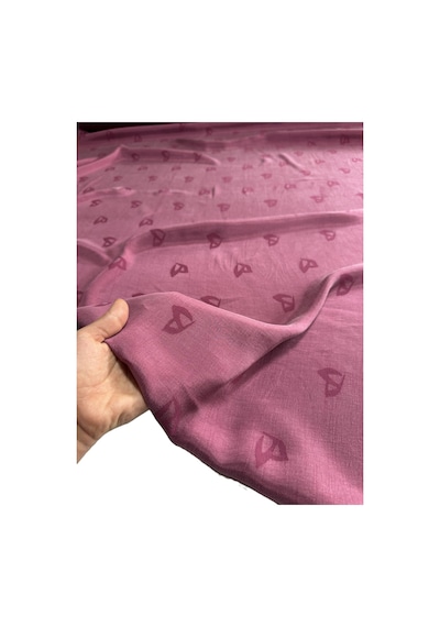 Jakarlı İpek Cupro Kumaş En 140 Cm Parlak Dökümlü Elbise, Gömlek, Kimono, Takım Ve Pantolon 1200 -1 Gül Kurusu Geometrik Desen