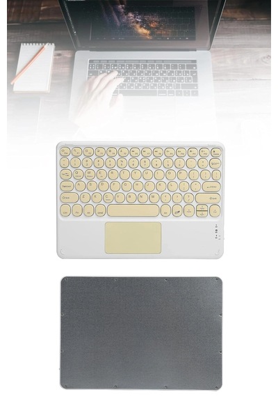 Hubrendy Tekno Touchpad Tüm Cihazlara Uyumlu Bluetooth Klavye Touchpad Slim Kablosuz Wifi Q Klavye