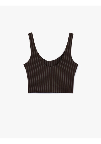 Koton U Yaka Slim Fit Askılı Crop Çizgili Yelek Kahverengi Çizgili 6sak20042pw Kahve Çizgili Koton U Yaka Slim Fit Askılı Crop Çizgili Yelek Kahverengi Çizgili 6sak20042pw Kahve Çizgili