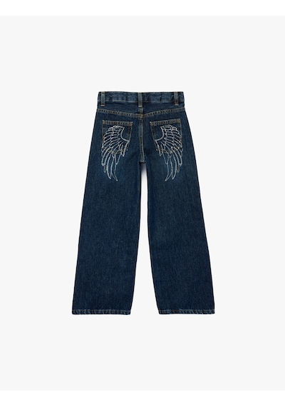 Koton Pamuklu Kanat İşleme Detaylı Geniş Paça Denim Pantolon Orta İndigo 6skg40079ad İndigo Koton Pamuklu Kanat İşleme Detaylı Geniş Paça Denim Pantolon Orta İndigo 6skg40079ad İndigo