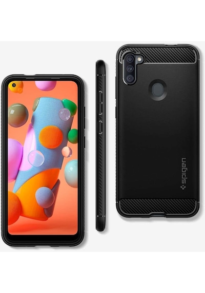 Spigen Galaxy M11 / Galaxy A11 İle Uyumlu Kılıf Rugged Armor Matte Black