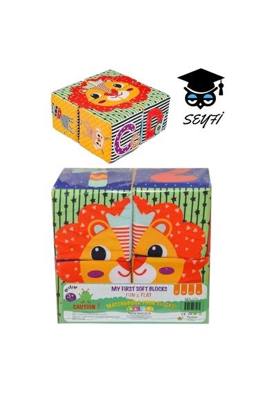 4'lü Eğitici Puf Küp Blok İlk Eğitim Setim Çıngıraklı Ürün Ölçüsü : 20 X 20 X10 Cm