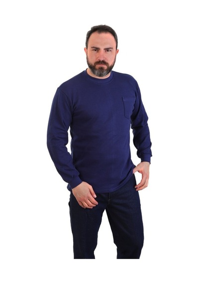 Eser - Bisiklet Yaka Sweatshirt - Cepli - Lacivert