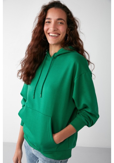 ETHIQUET IDA Basic Oversize Yeşil Sweatshirt