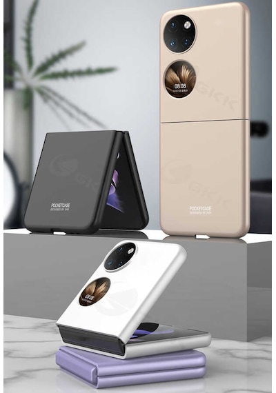 Rba Aksesuar Huawei P50 Pocket Kılıf Rba Sert Kıpta Kapak - Rose Gold Altın