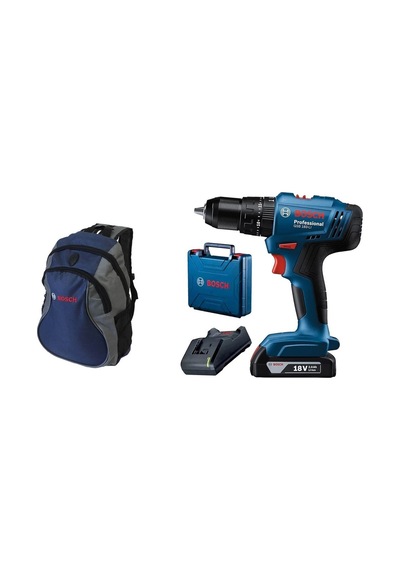 Bosch GSB 183-lı 2AH Tek Akülü Vidalama Darbeli Matkap + Mavi Sırt Çantası Bosch GSB 183-lı 2AH Tek Akülü Vidalama Darbeli Matkap + Mavi Sırt Çantası