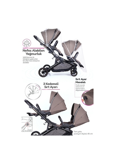 Prego İbiza New Pro İkiz Bebek Arabası Kahve