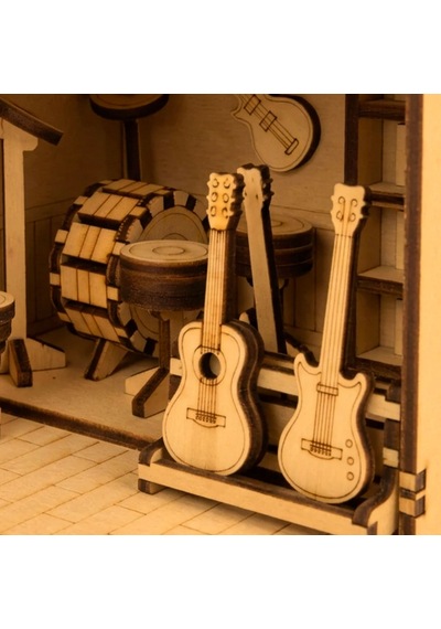 Müzik Dükkanı Ahşap Maket Seti Dıy Miniatür Müzik Mağazası Peri Led'li 3d Puzzle