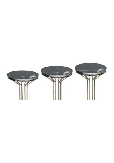 Zigon Bufalo Brc Model 1012 Siyah Mermer Temper cam GÜMÜŞ Renk Kaplama Metal Ayak El Yapım