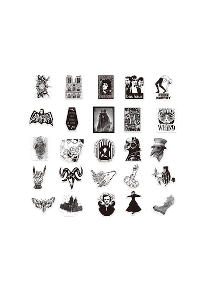 Ms Major Selection Gothic Sticker Seti - 45 Sticker - Telefon, Bilgisayar Ve Diğer Yüzeylere Uygun Abanoz