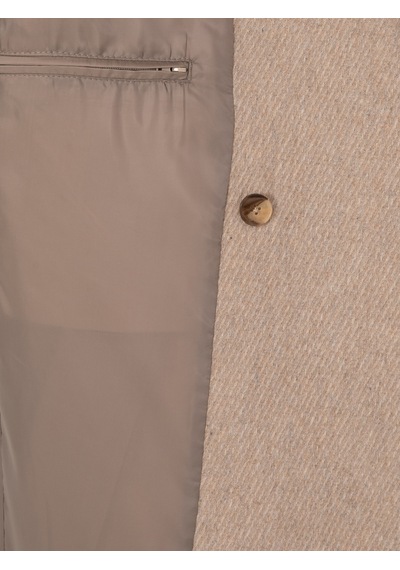 Cacharel Bej Regular Fit Yün Karışımlı Kaban Kaşe