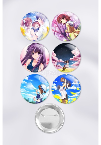 Clannad After Story Çanta Süsü Rozet İğneli Buton Rozet Seti 6 Adet Çok Renkli