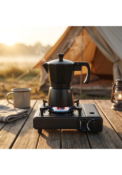 Deconox Siyah Moka Pot 3 Fincanlık, 180 Ml Alüminyum Espresso Dem