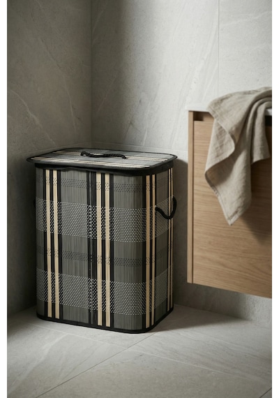 Nordic Dikdörtgen Bambu Sepet - 50 Cm Gri