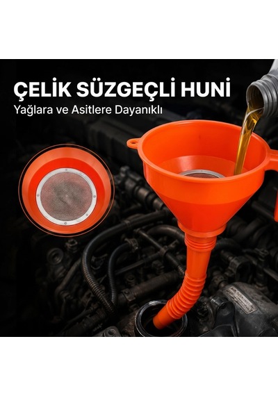 Çelik Süzgeçli Huni - Spiralli Ve Sabit Borulu - 2.2 Litre Kapasite Ttt
