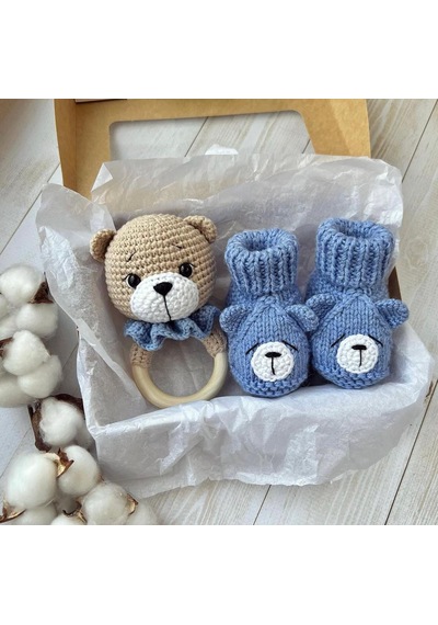 Amigurumi Ayıcık Çıngırak Ve Patik 2li Set