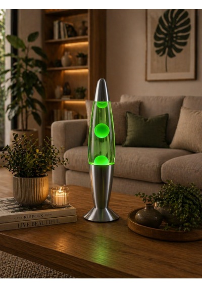 Lava Lambası Büyük Boy 41 Cm Yeşil Atmosfer Işığı, Dekoratif Gece Lambası, Konsept Lamba