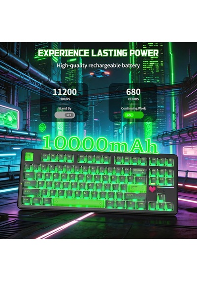 X87 Ultra Kablosuz Oyun Klavyesi, Nokta Matrisi Ekranlı, Bt/2,4 Ghz/kablolu,%75 Hot-swap, 10000mah, Rgb, Kablosuz Shark Fin, Pc/mac, Shadow Jade