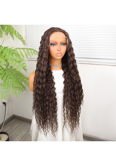 Afro Dalga Kumral Fiber Sentetik Tül Peruk - Zmff-582356 Renkli