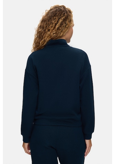 UCLA Ruelle Lacivert Yarım Fermuarlı Nakışlı Pamuklu Loose Fit Kadın Pike Sweatshirt