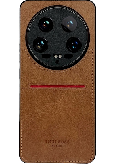 Xiaomi Mi 14 Ultra Kartlıklı Rich Boss Lüx Deri Kılıf Açık Kahve