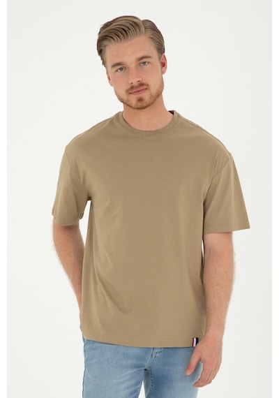 U.S. Polo Assn. Erkek Comfort Fit Bisiklet Yaka Haki Tişört 50294216-VR027