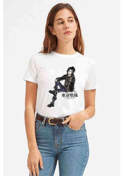 Anime Tokyo Ghoul Anteiku Baskılı Beyaz Kadın Tshirt (534816787)