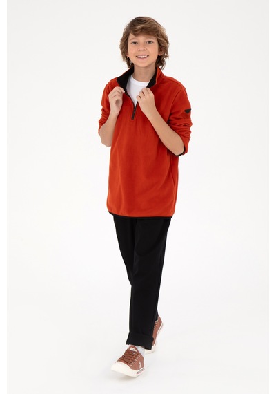 U.S. Polo Assn. Erkek Çocuk Yarım Fermuarlı Kiremit Polar Sweatshirt 50298060-VR031 U.S. Polo Assn. Erkek Çocuk Yarım Fermuarlı Kiremit Polar Sweatshirt 50298060-VR031