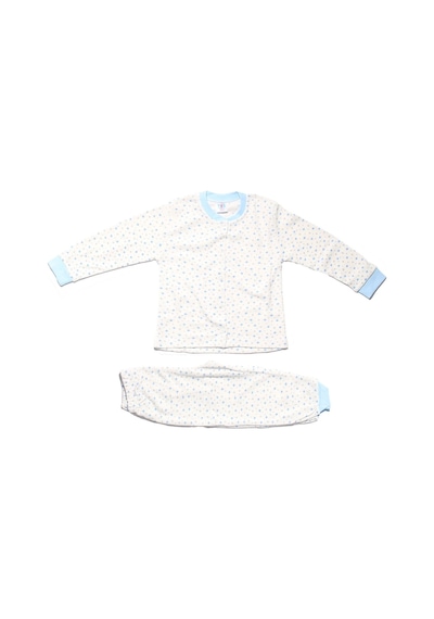 Bebegen Kız Çocuk Beyaz Mavi Yıldız Baskılı Çıtçıtlı Pijama Takımı Çok Renkli