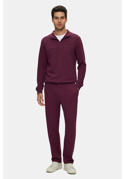 UCLA Zeon Bordo Yarım Fermuarlı Nakışlı Standard Fit Erkek Pike Sweatshirt