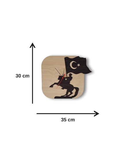 Kutaydan Atatürk Ve Türk Bayrağı Figürlü Birinci Sınıf Lazer Kesim Mdf Duvar Saati - Rebap-akçaağaç Akçaağaç