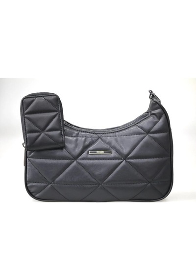 Guard Leather Kapitone Kadın Omuz Çantası + Renkli Kartlık siyah