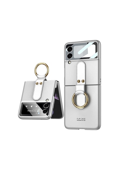 Samsung Uyumlu Galaxy Z Flip 3 Kılıf Zore Flip Ring Kıpta Kapak-Siyah