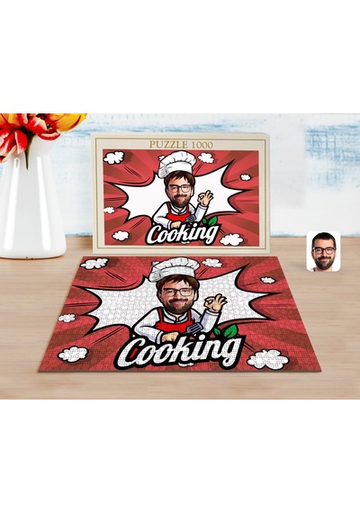 Bk Gift Kişiye Özel Erkek Chef Karikatürlü 1000 Parça Profesyonel Puzzle-14